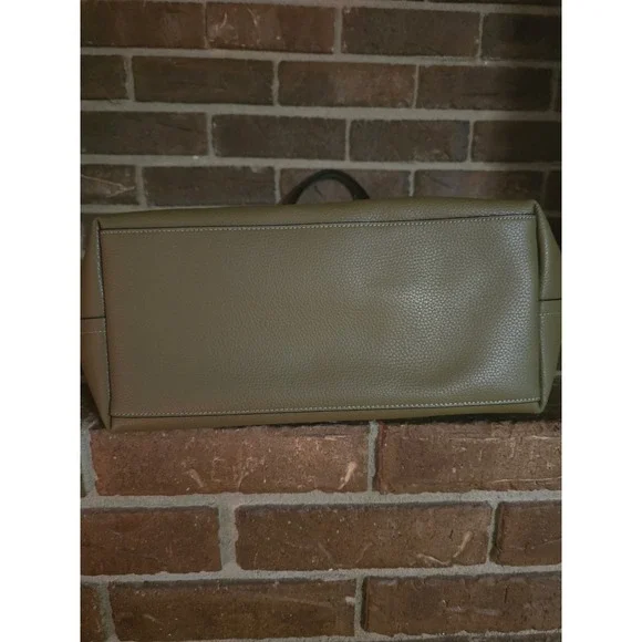 COACH Olive Green Pebbled Leather Market Tote Shoulder Bag - Picture 5 of 6